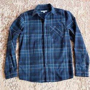 Men's Navy Plaid Casual Button-Down Shirt